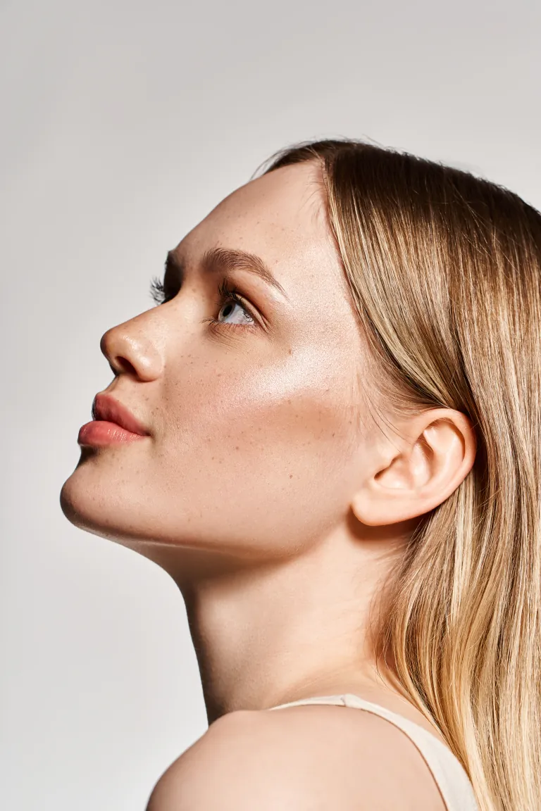 Woman in a natural side-profile portrait